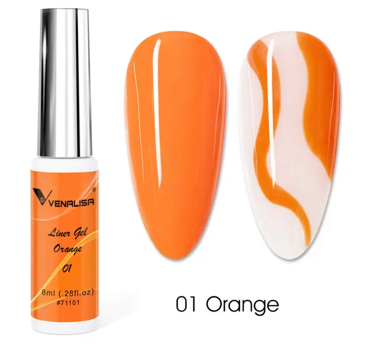 Venalisa - לק ג׳ל מכחול דק כתום איילינר