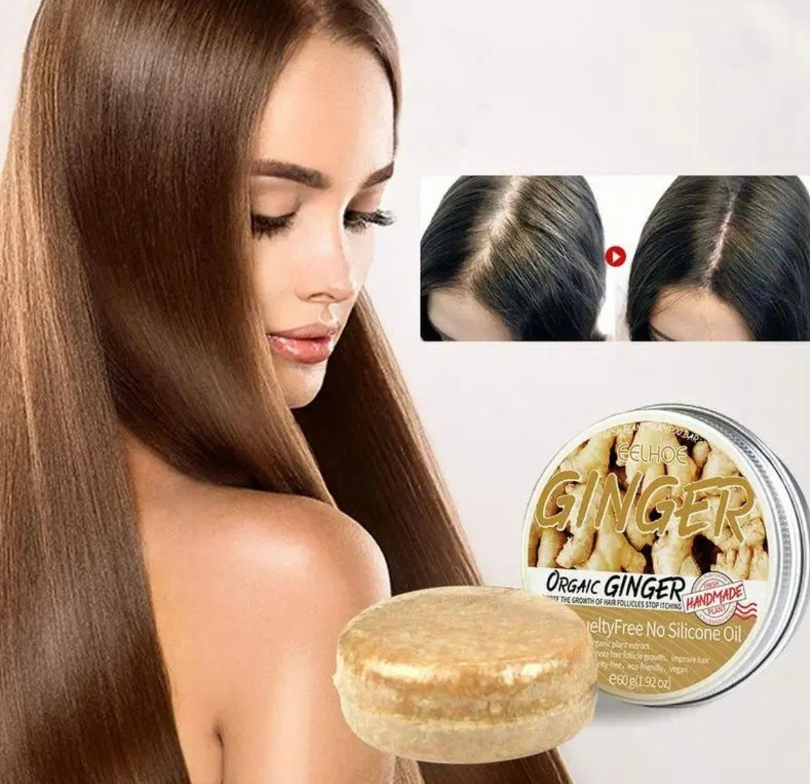 שמפו ג'ינג'ר מוצק לעידוד צמיחת שיער