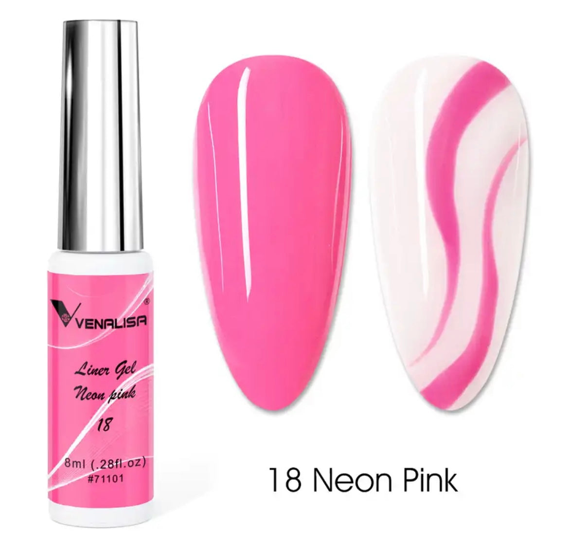 Venalisa - לק ג׳ל מכחול דק ורוד איילינר