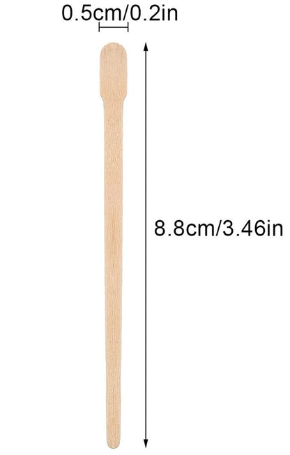 מקלות עץ שפדל לשעווה נוח למריחה - 100 יחידות