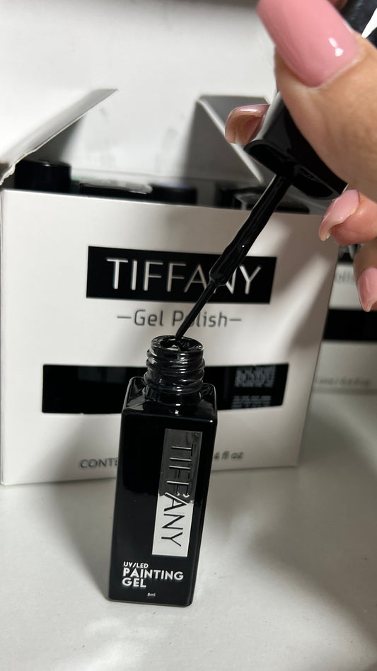 טיפאני - לק ג׳ל שחור / לבן עם מכחול פרנץ איכותי !